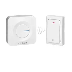ORNO Vezeték nélküli csengő, akkumulátor nélkül gombbal, fehér, vevő táp: 230V, 36 féle csengő hang, 200 m