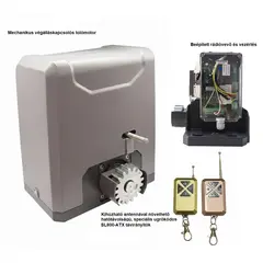TIGERMAT TM-SL800 Kit_mech - tolókapu motor és vezérlés mechanikus végálláskapcsolóval, 2db nagy hatótávú antennás ugrókódos távirányítóval max. 800kg kapuhoz