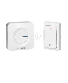 ORNO Vezeték nélküli csengő, akkumulátor nélkül gombbal, fehér, vevő táp: 230V, 36 féle csengő hang, 200 m