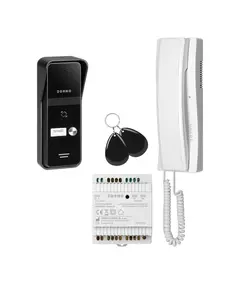 ORNO ENIR, egylakásos audio kaputelefon-készlet, 2-vezetékes, DIN-sínre szerelhető tápegység, RFID kártyaolvasós, fehér