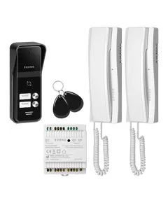 ORNO ENIR MULTI, kétlakásos audio kaputelefon-készlet, 2-vezetékes, DIN sínre szerelhető tápegység RFID kártyaolvasós, fehér