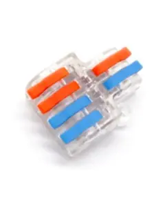 SOLLEYSEC elektromos gyorscsatlakozó kapocs WAGO család termékeire hasonlít, 2+4 6 tű, 2 eres vezetéket  háromfelé oszt, névleges feszültség: 250V, névleges áram: 32A, vezetékek átmérő: 0,08-4,0 mm, rugó: rozsdamentes acél, csatlakozó: réz