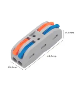 WAGO rendszerű gyorscsatlakozó Névleges feszültség (V): 600, Névleges áram (A): 32, Vezetékek terjedelme (mm): 28-12AWG, Pólusok száma (p): 4, Érintkező anyag: réz