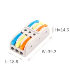WAGO rendszerű gyorscsatlakozó Névleges feszültség (V): 600, Névleges áram (A): 32, Vezetékek terjedelme (mm): 28-12AWG, Pólusok száma (p): 6, Érintkező anyag: réz