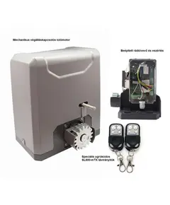TIGERMAT TM-SL800 Kit_mech_mTX - automata tolókapu motor és vezérlés 2db ugrókódos 433Mhz-es távirányítóval, mechanikus végálláskapcsolóval, max.800kg