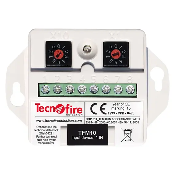 TECNOFIRE Címezhető bővítő mikromodul, amely egy felügyelt fizikai / logikai egységből áll
