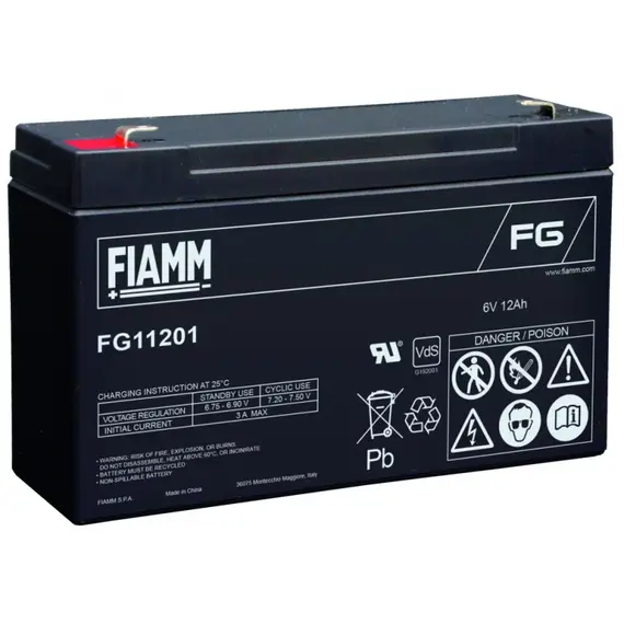 FIAMM FG11201, FIAMM prémium akkumulátor, 6V/12Ah, 1,8 kg, h: 151 sz: 50 m: 93mm