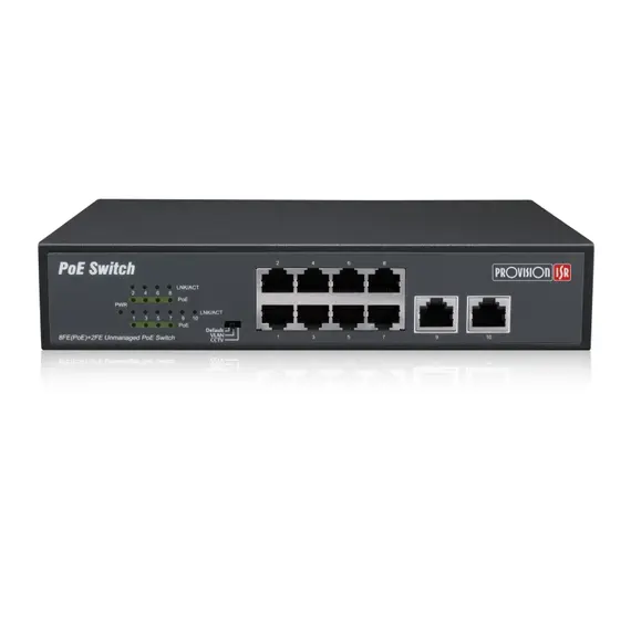 PROVISION-ISR PoE switch, CCTV rendszerekhez, 8+2 portos10/100Mbps, 8 letöltési port 8x100Mbp