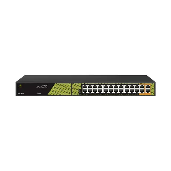 GENATA GNT-ES28URH2-P 24x100Mbps PoE + 2x1000Mbps Uplink + 2xSFP(1G/2.5G) IP30 fémházas switch