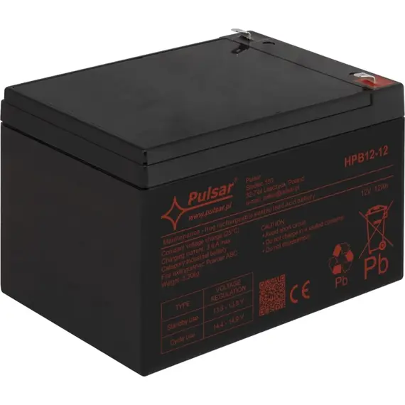 PULSAR AGM akkumulátor, 12 V /12 Ah, karbantartásmentes, 8 év élettartam