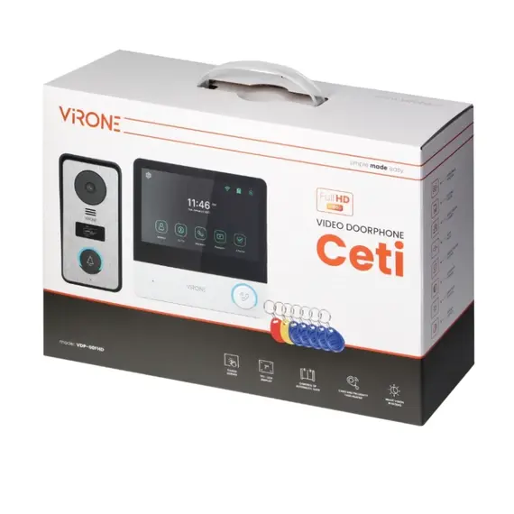 ORNO ORVDP60FHD "CETI" Full HD videó kaputelefon szett, 4-eres, 7" érintőkijelzővel, RFID olvasóval