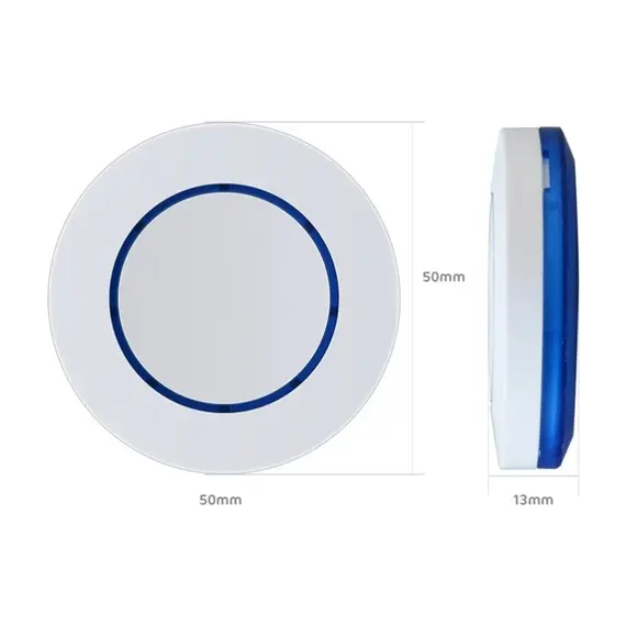 TIGERMAT Távirányító gomb, egy csatornás,  fix kódos, 50-100 méter hatótávolság, kék LED világítás, fehér színű