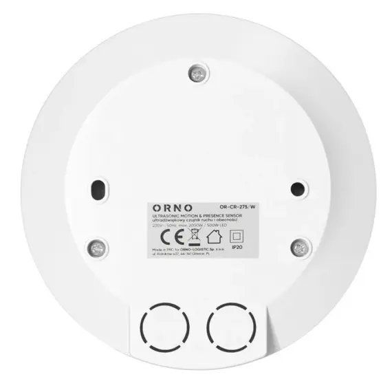 ORNO ORCR275/W Ultrahangos mozgás- és jelenlétérzékelő, 360 fokos. IP20, 2000 W, ultra lapos, 2,5 cm
