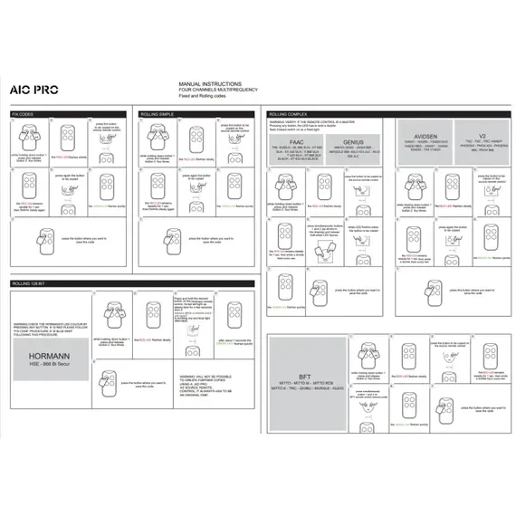TIGERMAT 433-868Mhz tanítható távirányíó, ugró és fix kódos, FAAC DITEC BENINCA HÖRRMANN BFT SOMMER CAME LiftMaster Somfy V2 Nice egyes típusai