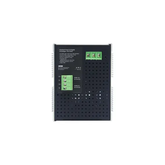 GENATA GNT-IG1210FP-AC Ipari 8 portos Full Gigabit nem menedzselt PoE switch 120 W AC táp IP40 fémházas