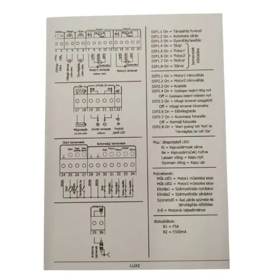 FERKAPU LUX-2 Kapuvezérlő, 2 motoros, 230V-os, kétszárnyas kapukhoz