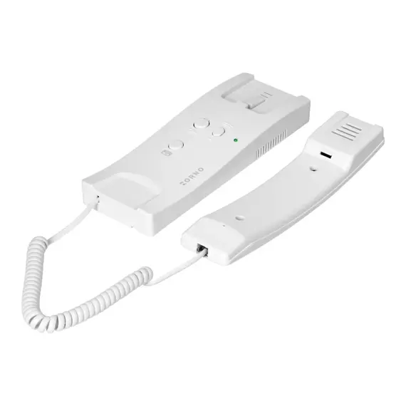 ORNO ENIR, egylakásos audio kaputelefon-készlet, 2-vezetékes, DIN-sínre szerelhető tápegység, RFID kártyaolvasós, fehér