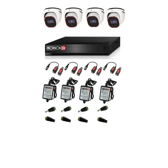 PROVISION-ISR CCTV kamera szett, PR-SH-4100A5N-2L(MM)-V2 hibrid rögzítő + 4db PR-DI320A28 + kiegészítők